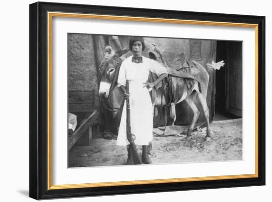 Pueblo Girl and Burro, 1900-American Photographer-Framed Photographic Print