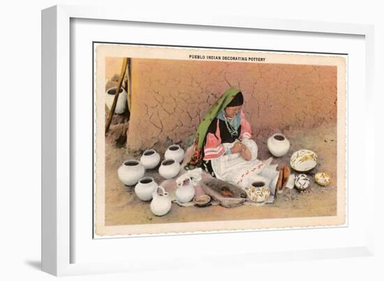 Pueblo Indian Painting Pottery-null-Framed Art Print
