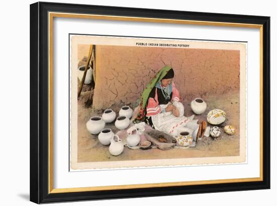 Pueblo Indian Painting Pottery-null-Framed Art Print