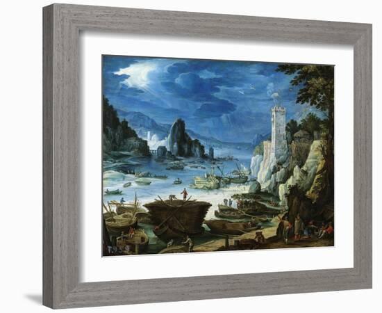 Puerto Con Castillo, Ca. 1601-Paul Bril-Framed Giclee Print