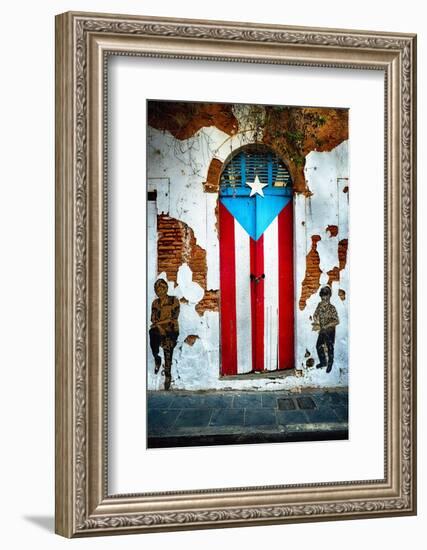 Puerto Rican Flag Door-George Oze-Framed Photographic Print