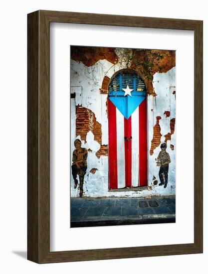 Puerto Rican Flag Door-George Oze-Framed Photographic Print