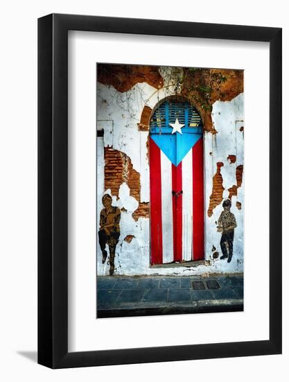 Puerto Rican Flag Door-George Oze-Framed Photographic Print