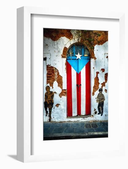 Puerto Rican Flag Door-George Oze-Framed Photographic Print