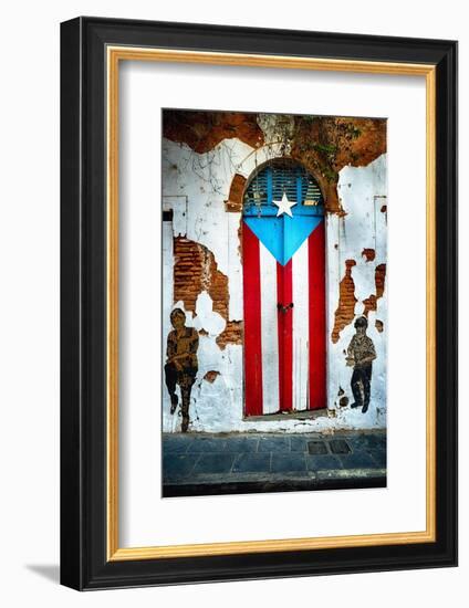 Puerto Rican Flag Door-George Oze-Framed Photographic Print