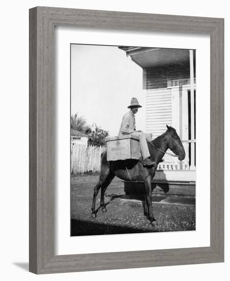 Puerto Rican Mail Carrier outside Post Office Photograph - Puerto Rico-Lantern Press-Framed Art Print