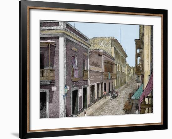 Puerto Rico,Calle de San José y Palacio de La Intendencia, La Ilustracion E-L. Urgellés-Framed Giclee Print