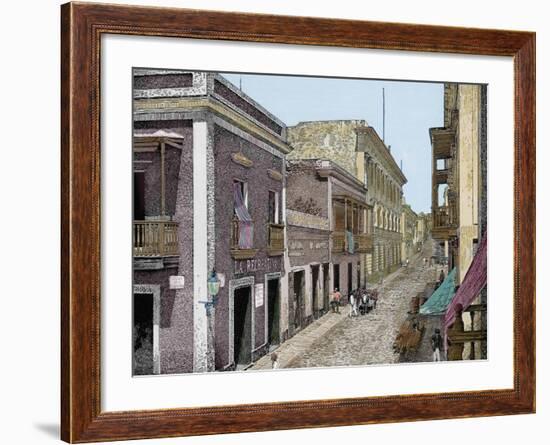 Puerto Rico,Calle de San José y Palacio de La Intendencia, La Ilustracion E-L. Urgellés-Framed Giclee Print