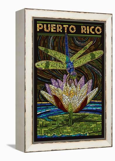 Puerto Rico - Dragonfly Mosaic-Lantern Press-Framed Stretched Canvas