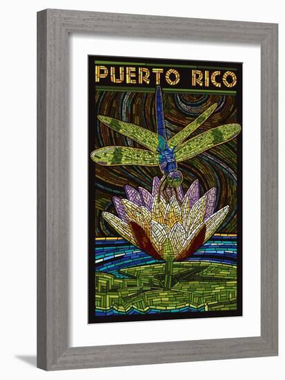 Puerto Rico - Dragonfly Mosaic-Lantern Press-Framed Art Print