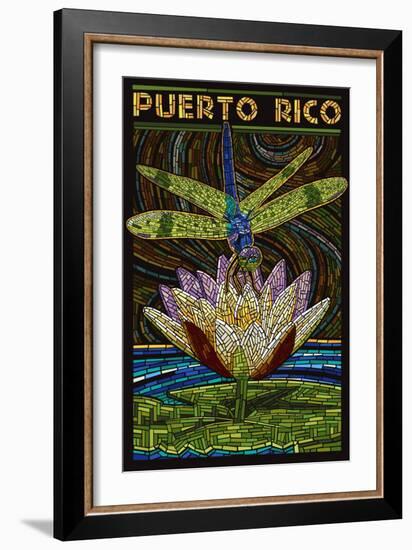 Puerto Rico - Dragonfly Mosaic-Lantern Press-Framed Art Print