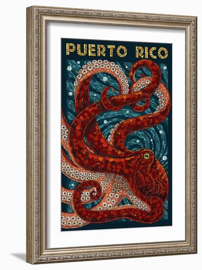 Puerto Rico - Octopus Mosaic-Lantern Press-Framed Art Print