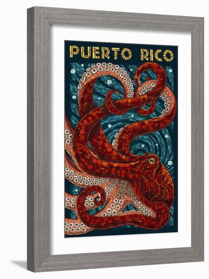 Puerto Rico - Octopus Mosaic-Lantern Press-Framed Art Print