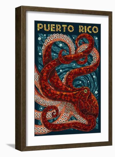 Puerto Rico - Octopus Mosaic-Lantern Press-Framed Art Print