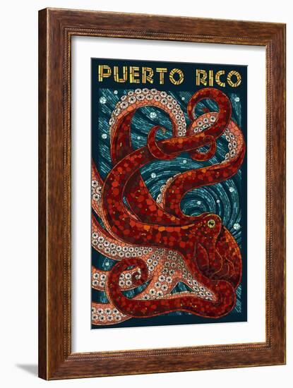 Puerto Rico - Octopus Mosaic-Lantern Press-Framed Art Print