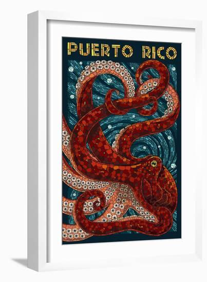 Puerto Rico - Octopus Mosaic-Lantern Press-Framed Art Print