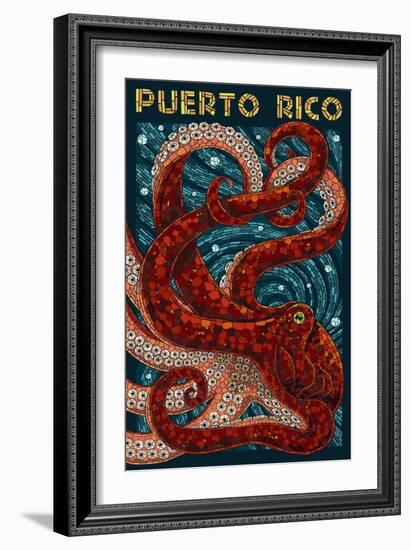 Puerto Rico - Octopus Mosaic-Lantern Press-Framed Art Print