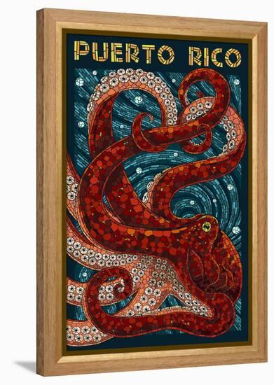 Puerto Rico - Octopus Mosaic-Lantern Press-Framed Stretched Canvas