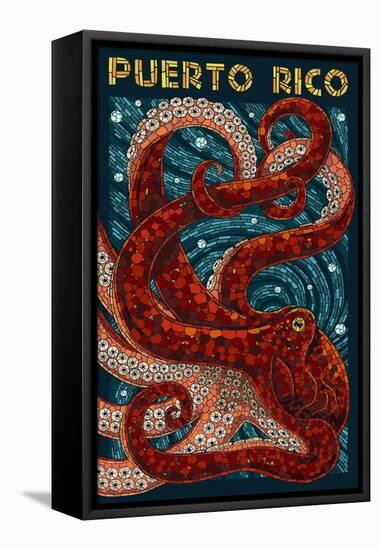 Puerto Rico - Octopus Mosaic-Lantern Press-Framed Stretched Canvas