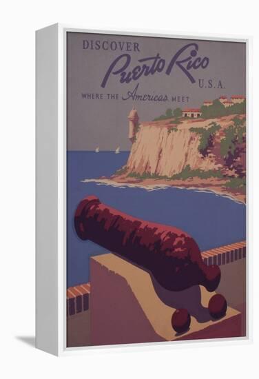 Puerto Rico, USA - Travel Promotional Poster-Lantern Press-Framed Stretched Canvas