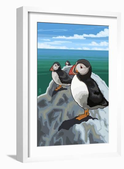 Puffins - Atlantic-Lantern Press-Framed Art Print