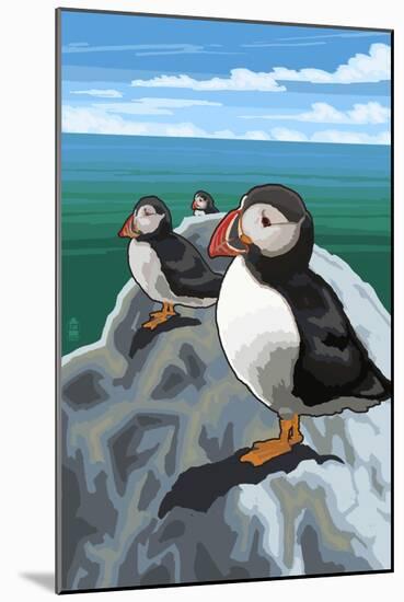 Puffins - Atlantic-Lantern Press-Mounted Art Print