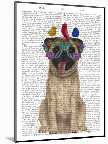 Pug and Flower Glasses-Fab Funky-Mounted Art Print