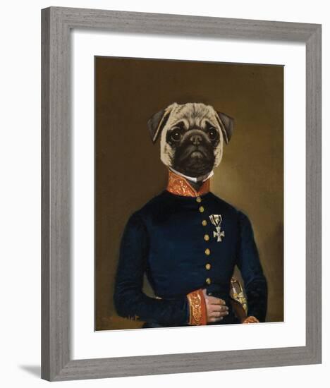 Pug Arrives-Thierry Poncelet-Framed Premium Giclee Print