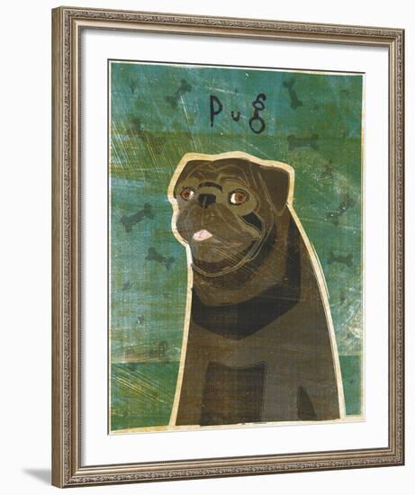 Pug (black)-John W^ Golden-Framed Art Print