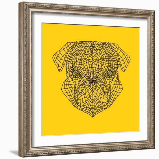 Pug Head Yellow Mesh-Lisa Kroll-Framed Art Print