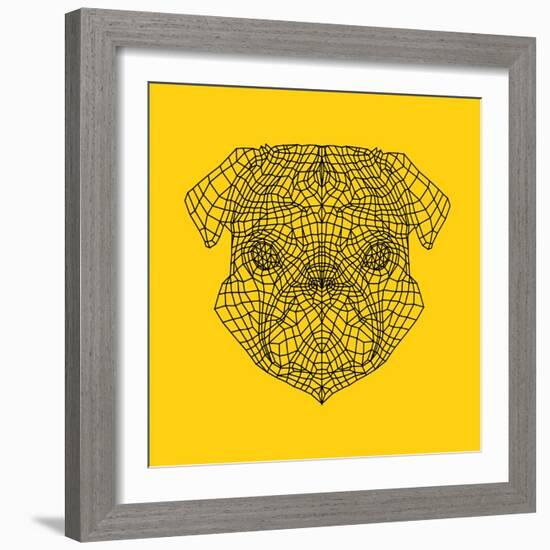 Pug Head Yellow Mesh-Lisa Kroll-Framed Art Print