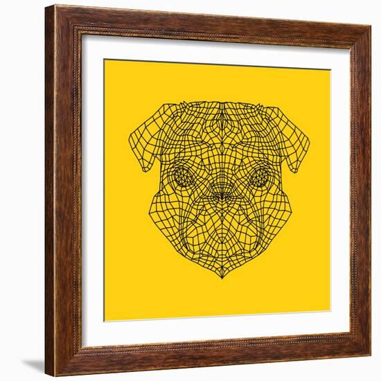 Pug Head Yellow Mesh-Lisa Kroll-Framed Art Print