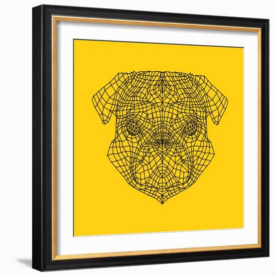 Pug Head Yellow Mesh-Lisa Kroll-Framed Art Print