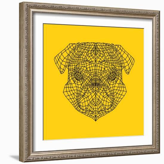 Pug Head Yellow Mesh-Lisa Kroll-Framed Premium Giclee Print