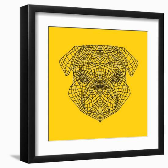 Pug Head Yellow Mesh-Lisa Kroll-Framed Art Print
