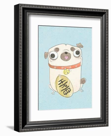 Pug holding sign - Hannah Stephey Cartoon Dog Print-Hannah Stephey-Framed Art Print