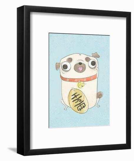 Pug holding sign - Hannah Stephey Cartoon Dog Print-Hannah Stephey-Framed Art Print