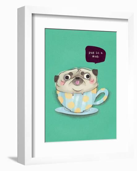 Pug in a mug - Hannah Stephey Cartoon Dog Print-Hannah Stephey-Framed Art Print