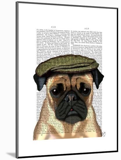 Pug in Flat Cap-Fab Funky-Mounted Art Print