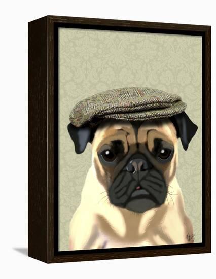 Pug in Flat Cap-Fab Funky-Framed Stretched Canvas