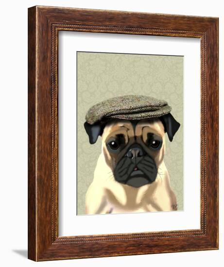 Pug in Flat Cap-Fab Funky-Framed Art Print