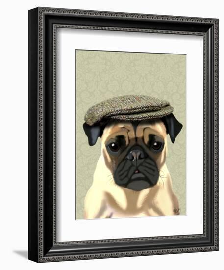 Pug in Flat Cap-Fab Funky-Framed Art Print