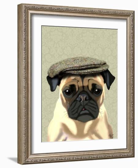 Pug in Flat Cap-Fab Funky-Framed Art Print