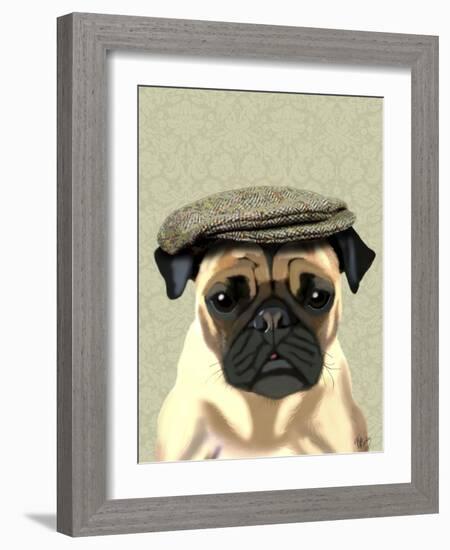 Pug in Flat Cap-Fab Funky-Framed Art Print