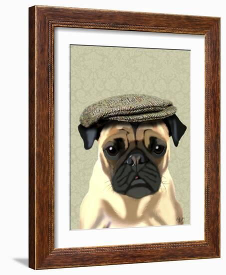 Pug in Flat Cap-Fab Funky-Framed Art Print