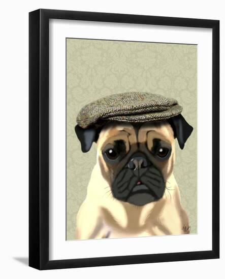 Pug in Flat Cap-Fab Funky-Framed Art Print