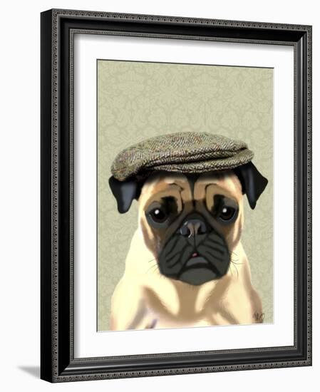 Pug in Flat Cap-Fab Funky-Framed Art Print