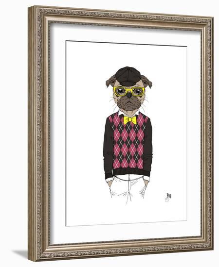 Pug in Hipster Style-Olga Angellos-Framed Art Print