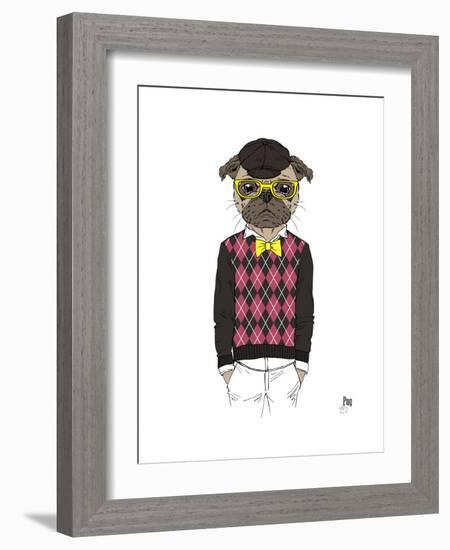 Pug in Hipster Style-Olga Angellos-Framed Art Print