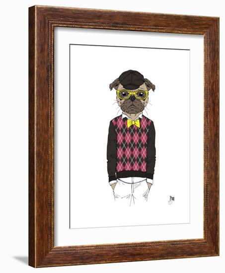 Pug in Hipster Style-Olga Angellos-Framed Art Print